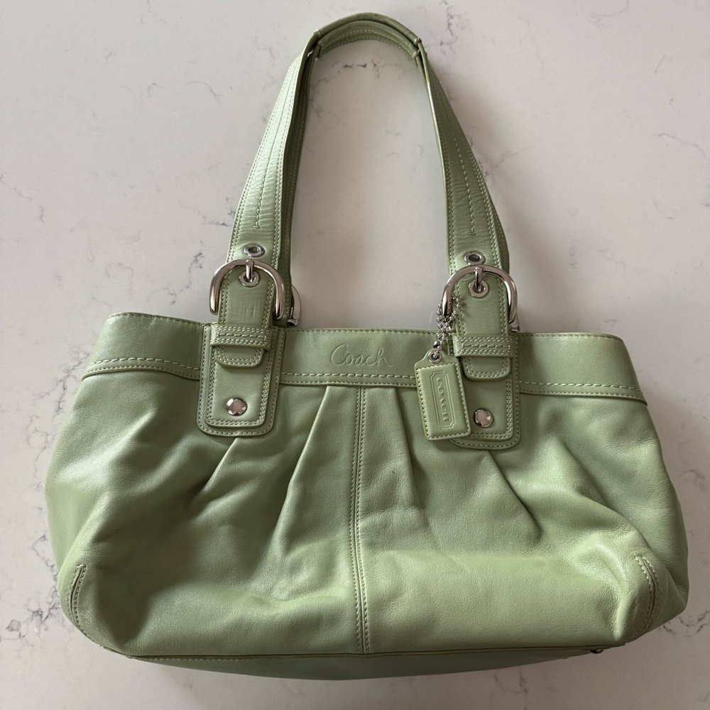 Coach SoHo Pleated Leather Tote in Green F13732